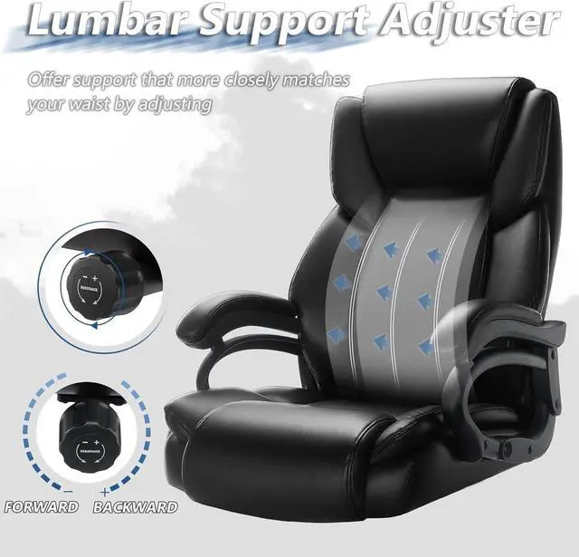 Alt view image 4 of 7 - Big and Tall Office Chair 500lbs, Adjustable Lumbar Support Executive Office Chair with High Back, Ergonomic Heavy Duty Office Chair Office Chairs for Heavy People - Black