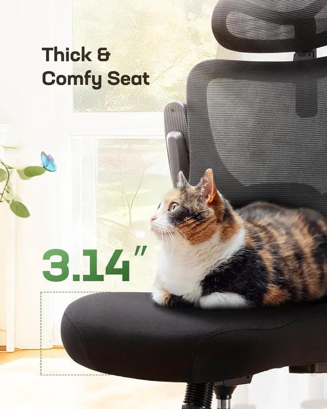 Alt view image 6 of 7 - Ergonomic Office Chair: Office Computer Desk Chair with High Back Mesh and Adjustable Lumbar Support Rolling Work Swivel Task Chairs with Wheel 3D Armrests and Headrest