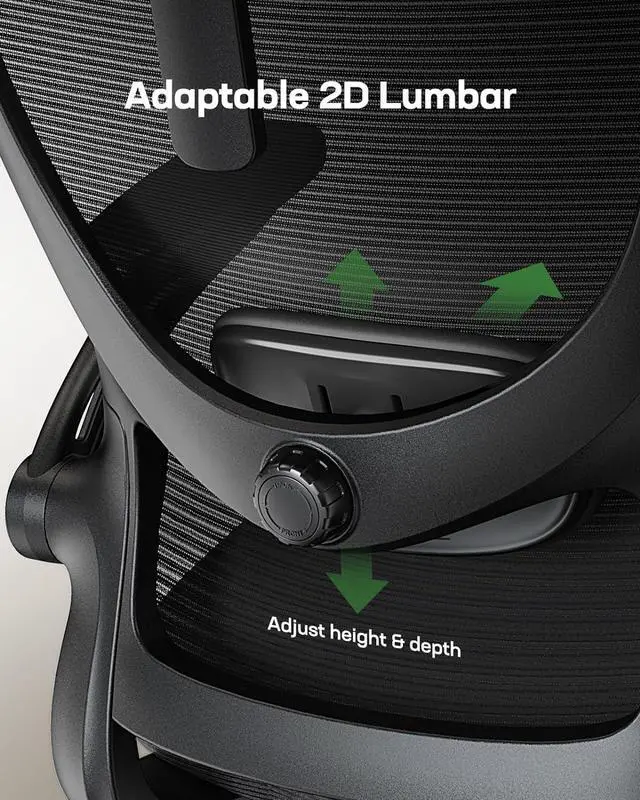 Alt view image 4 of 7 - Ergonomic Office Chair: Office Computer Desk Chair with High Back Mesh and Adjustable Lumbar Support Rolling Work Swivel Task Chairs with Wheel 3D Armrests and Headrest