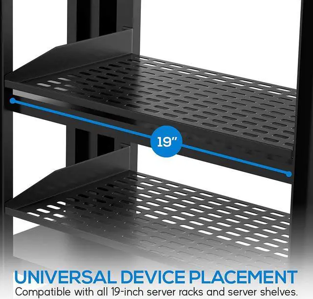 Alt view image 2 of 7 - Pyle 2-Packl 1U Server Rack Shelf, Vented Shelves for Good Air Circulation, Cantilever Mount, Wall Mount Rack, Universal Device, Cabinet Shelf, Computer Case Mounting Tray