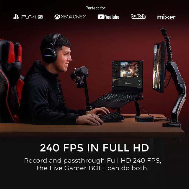 Alt view image 5 of 7 - AVerMedia Live Gamer Bolt: Thunderbolt 3 External Capture Card, Stream and Record in 4K60 HDR10, Support Win 11 and MacOS 10.15, Not for Apple M1 CPU, Perfect for PS4 Pro, PS5, Xbox Series X/S