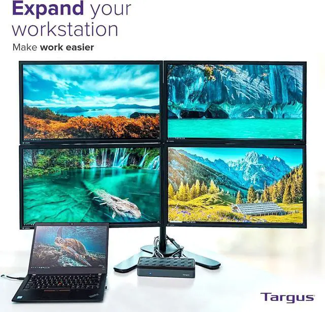 Alt view image 5 of 5 - Targus USB C Universal Docking Station with Quad 4K(QV4K), Docking Station Single 5K/Quad 4K UHD Display,USB C Laptop Docking Station with 4 DisplayPort or 4 HDMI Ports/100W Power Delivery
