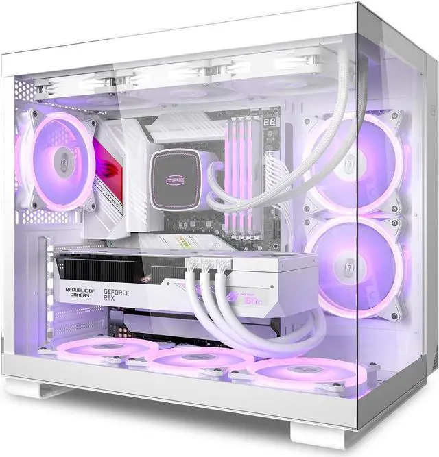 Main image of ARGB PC Case Mid Tower Desktop Computer Gaming Superior Case for ATX/M-ATX/ITX with 6 ARGB Case Fans,Column-Free Design,360MM Radiator&400MM GPU Support,Easy Installation - White