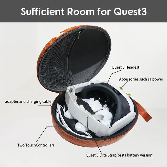 Alt view image 3 of 6 - Hard Carrying Case Compatible with Meta 3/Oculus 3 Accessories, VR Headset Travel Case for Quest 3 Accessories,Suitable for Travel and Home Storage