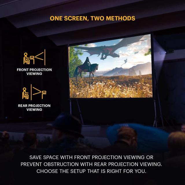 Alt view image 4 of 7 - KODAK 150 Dual Projector Screen W/Stand - Fast Fold Gray Rear Projection Backdrop for Outdoor & Indoor Movies with Tripod, Outdoor Stability Kit, & Black Storage Carry Case