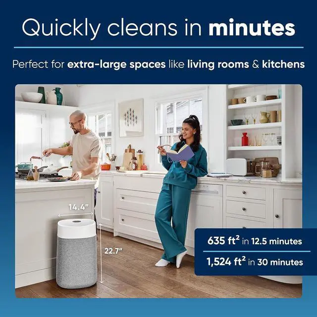 Alt view image 2 of 7 - BLUEAIR Air Purifiers for Large Home Room, HEPASilent Smart Air Cleaner for Bedroom, Pets Allergies, Virus Air Purifier for Dust Mold