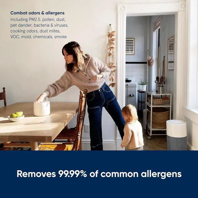 Alt view image 4 of 7 - BLUEAIR Bedroom Air Purifier, Air Cleaner Dust Pet Dander Smoke Mold Pollen Bacteria Virus Allergen, Odor Removal, for Home Office Kitchen, Washable Pre Filter, HEPASilent, Medium Room