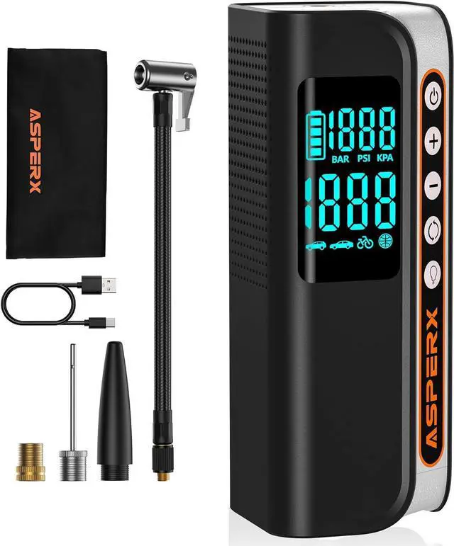 Main image of Tire Inflator Portable Air Compressor, 160PSI Cordless Air Pump for Car Tires, 2X Faster Air inflator with Pressure Detection, Portable Tire Pump with LED Light for Car Bike Motor Ball
