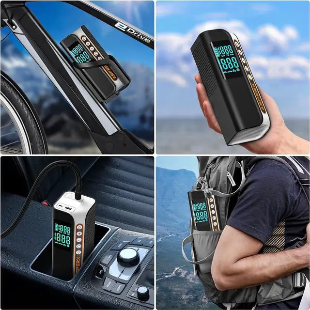 Alt view image 7 of 7 - Tire Inflator Portable Air Compressor, 160PSI Cordless Air Pump for Car Tires, 2X Faster Air inflator with Pressure Detection, Portable Tire Pump with LED Light for Car Bike Motor Ball