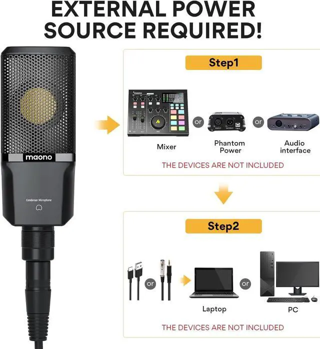 Alt view image 6 of 7 - MAONO XLR Condenser Microphone with 34mm Large Diaphragm, Professional Cardioid Studio Mic for Podcasting, Recording, Streaming, Vocals, Voice Over, Music, ASMR