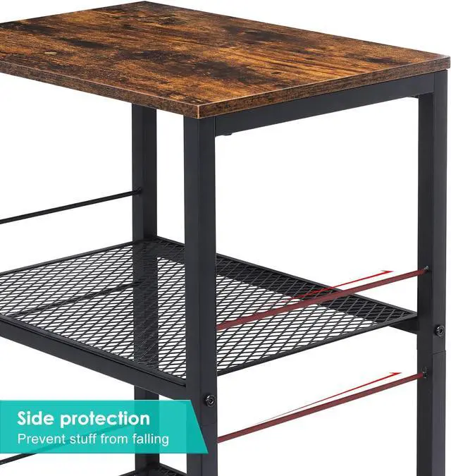 Alt view image 5 of 7 - Printer Stand Industrial Printer Cart with Wheels Printer Table with Storage 3-Tier Printer Rolling Holder with Shelves Wood Mobile Printer Stand Rack for Home Office Rustic Brown