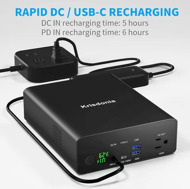 Alt view image 4 of 6 - Power Bank with AC Outlet, Portable Laptop Charger Battery Bank USB C 100W Fast Charging, 80000mAh/296Wh Power Station External Battery Pack 130W/110V for Outdoor Camping Home Office