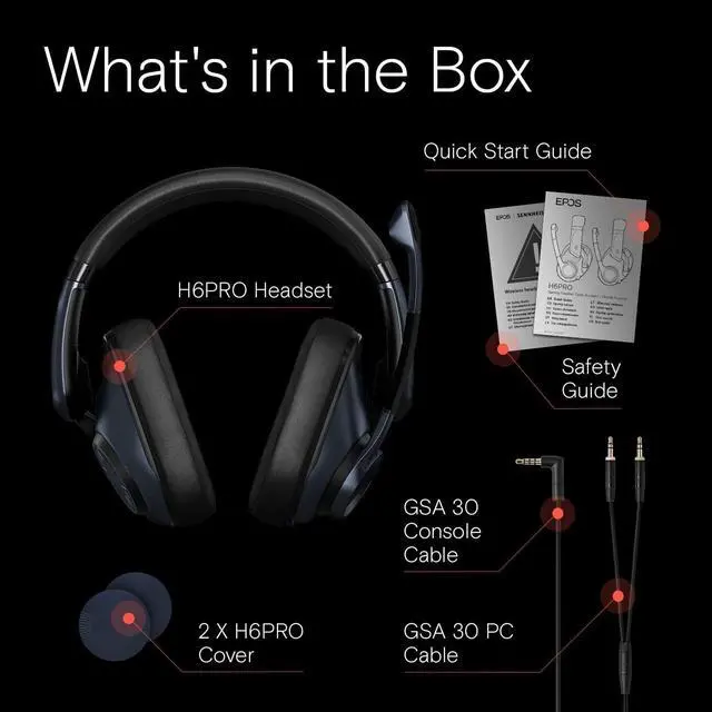 Alt view image 6 of 7 - EPOS Gaming H6Pro - Closed Acoustic Gaming Headset with Mic - Over-Ear Headset  Lightweight - Lift-to-Mute - Xbox Headset - PS4 Headset - PS5 Headset - PC/Windows Headset - Gaming Accessories -Black