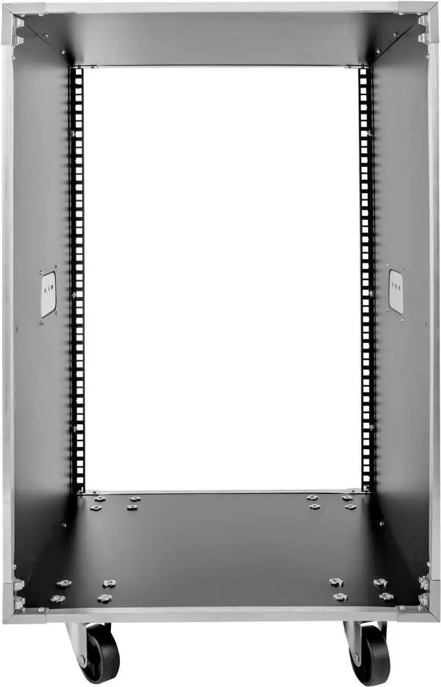 Alt view image 4 of 6 - 16U Portable Network Rack, Network Server Rack Cabinet on Wheels Top and Bottom Cable Management, Built-in Handles, Locking Swivel Caster Wheels, Audio Video, Telecom, Equipment Rack