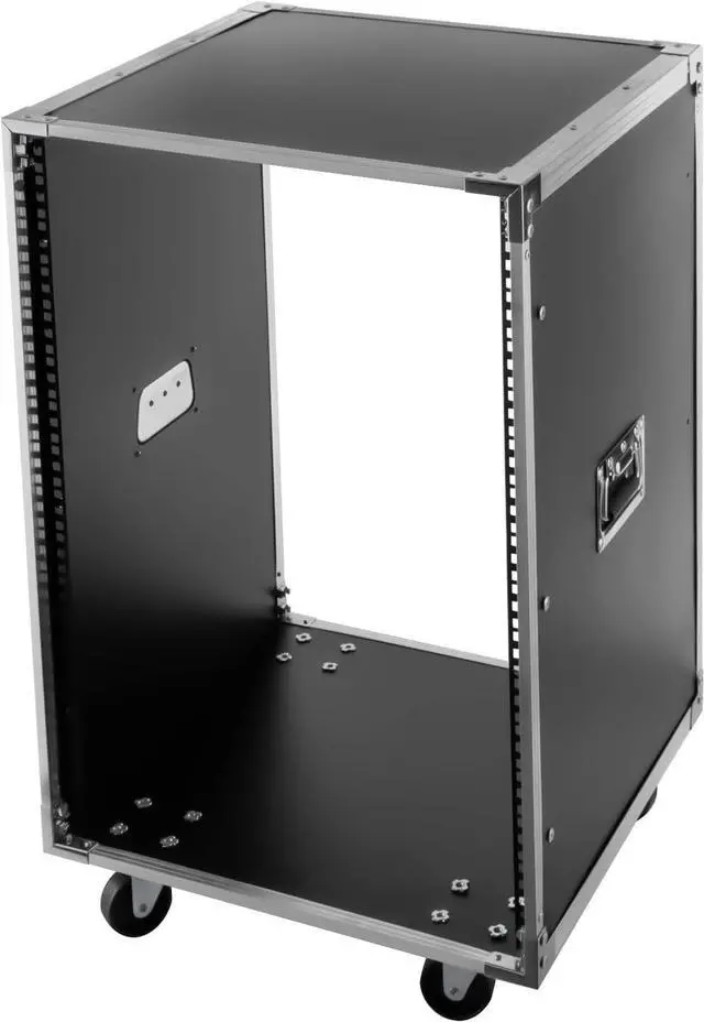 Alt view image 5 of 6 - 16U Portable Network Rack, Network Server Rack Cabinet on Wheels Top and Bottom Cable Management, Built-in Handles, Locking Swivel Caster Wheels, Audio Video, Telecom, Equipment Rack