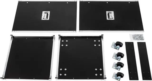 Alt view image 6 of 6 - 16U Portable Network Rack, Network Server Rack Cabinet on Wheels Top and Bottom Cable Management, Built-in Handles, Locking Swivel Caster Wheels, Audio Video, Telecom, Equipment Rack