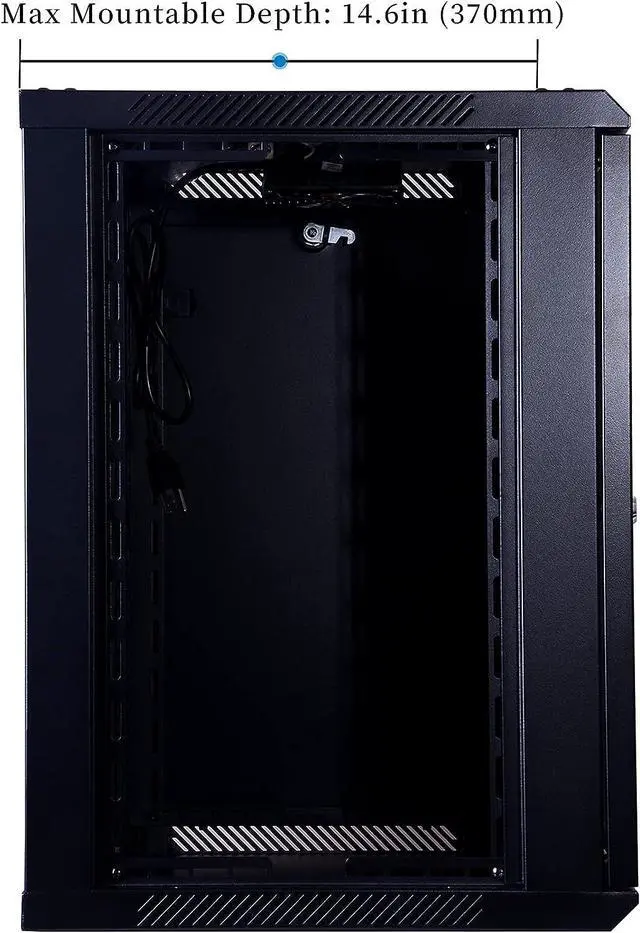 Alt view image 3 of 6 - 12U Performance Wall Mount Server Cabinet Network Rack Enclosure, Quiet Cooling Fan, Locking Glass Door, Black