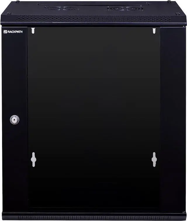 Alt view image 5 of 6 - 12U Performance Wall Mount Server Cabinet Network Rack Enclosure, Quiet Cooling Fan, Locking Glass Door, Black