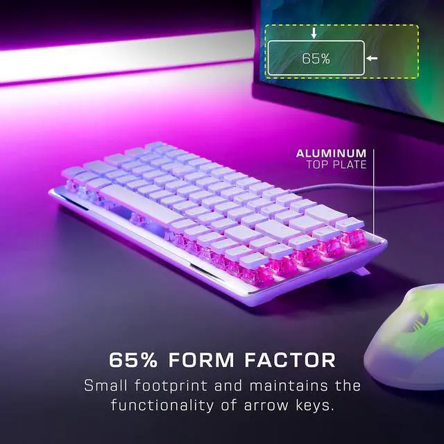 Alt view image 4 of 7 - ROCCAT USB Vulcan II Mini  65% Optical PC Gaming Keyboard with Customizable RGB Illumination, Detachable Cable, Button Duplicator, Aluminum Plate, 100M Keystroke Durability - White