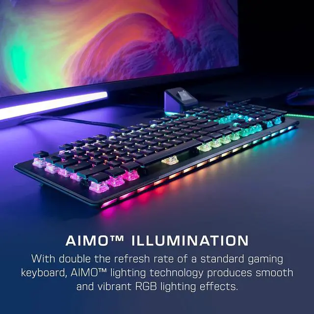 Alt view image 6 of 7 - ROCCAT Vulcan II Max  Optical-Mechanical PC Gaming Keyboard, Customizable RGB Illuminated Keys and Palm Rest, TITAN II Switches, Aluminum Plate