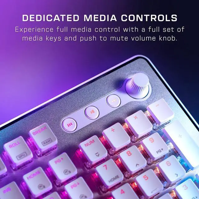 Alt view image 5 of 7 - ROCCAT Vulcan II Max  Optical-Mechanical PC Gaming Keyboard, Customizable RGB Illuminated Keys and Palm Rest, TITAN II Switches, Aluminum Plate - White