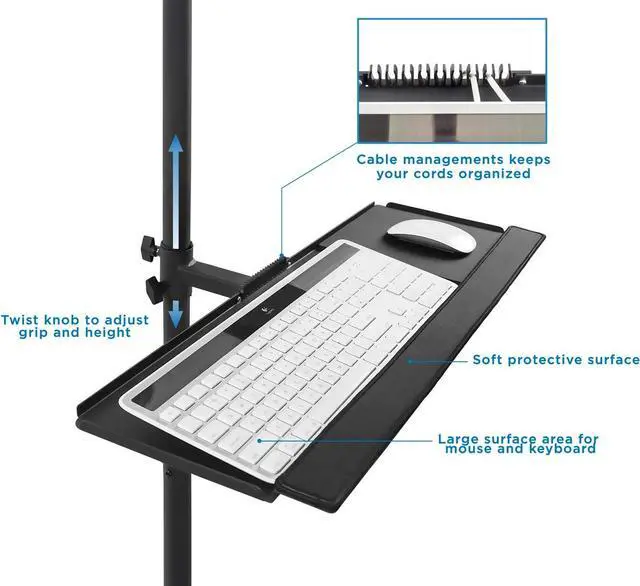 Alt view image 6 of 7 - Rolling Computer Cart, Mobile Workstation with Tray Monitor Mount and CPU Holder, Height Adjustable and Mobile Stand for Office and Industrial Use - Perfect for Any Workspace