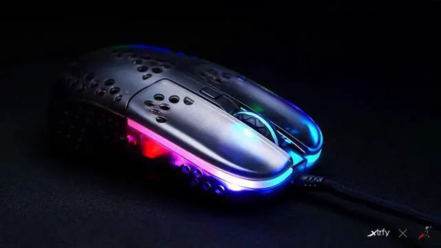 Alt view image 4 of 4 - XTRFY MZ1 Zys Rail  Ultra Lightweight Gaming Mouse Designed by Rocket Jump Ninja, Custom RGB, Unique Shape, Ultimate Aim, State of The Art Components - Black/Transparent
