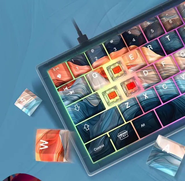 Alt view image 4 of 5 - Xtrfy K5V2 Compact Gaming Keyboard RGB Wired Original Red Switch (Torrent Edition) Comes With High-Speed Large Mouse Pad With The Same Theme