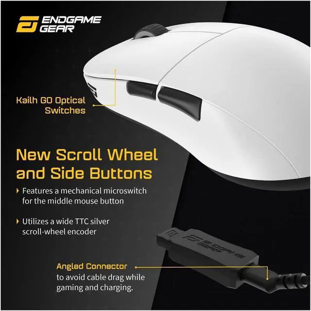 Alt view image 5 of 6 - ENDGAME GEAR XM2WE Wireless Gaming Mouse, Optical Lightweight Programmable Mouse with 5 Buttons and 19,000 DPI, White