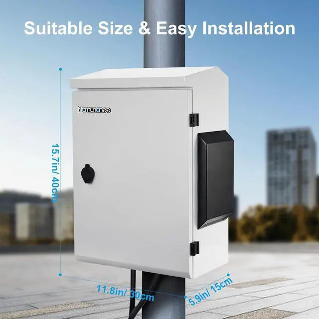 Alt view image 6 of 7 - Outdoor Electrical Box, Cold-Rolled Steel Plate, Aluminum Alloy Back Beam, One-Piece Ventilation Design, IP65 Waterproof, Wall/Pole Mounted. (15.7" x 11.8" x 5.9")