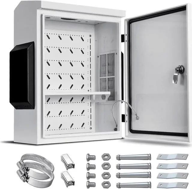 Main image of Outdoor Electrical Box, Cold-Rolled Steel Plate, Aluminum Alloy Back Beam, One-Piece Ventilation Design, IP65 Waterproof, Wall/Pole Mounted. (19.6" x 15.7" x 7.9)