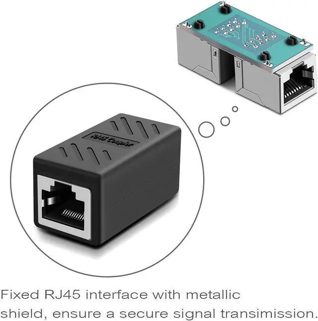 Alt view image 2 of 7 - RJ45 Coupler, Ethernet Connectors, Hielded in-Line Coupler for Cat7/Cat6/Cat5e/Cat5 Ethernet Cable Extender Connector - Female to Female (Black 30 Pack)