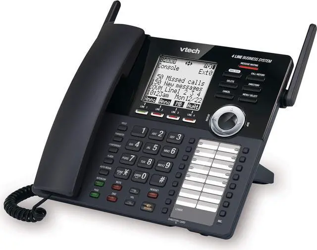 Alt view image 2 of 2 - VTech AM18447 Main Console 4-Line Expandable Small Business Office Phone System with Answering Machine, Intercom, Auto Attendant & Music on Hold , Black