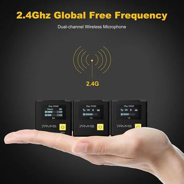 Alt view image 2 of 7 - 7RYMS iRay DW20 Wireless Lavalier Microphone with Intelligent Denoise, Digital/Analog Output, 2.4G Dual Wireless Lapel Mic for Camera Smartphone Tablet, Compact Lav Mic for Vlogging/Live Streaming