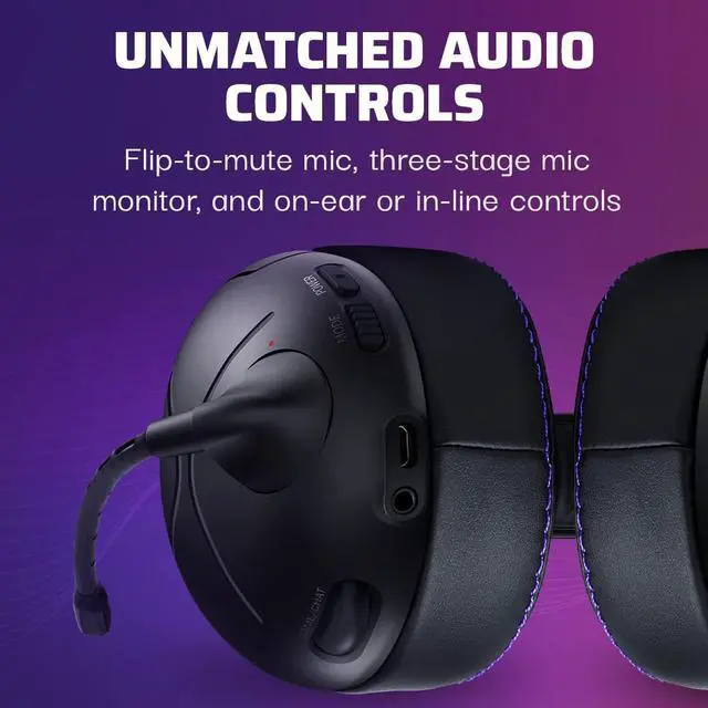 Alt view image 6 of 6 - Victrix Gambit Black Wireless and Wired Gaming Headset with Mic - Microsoft Xbox One, Series X|S, PC - Esports-Ready Pro Audio, Noise Cancelling Microphone, Ultra-Comfort Over the Ear Headphones