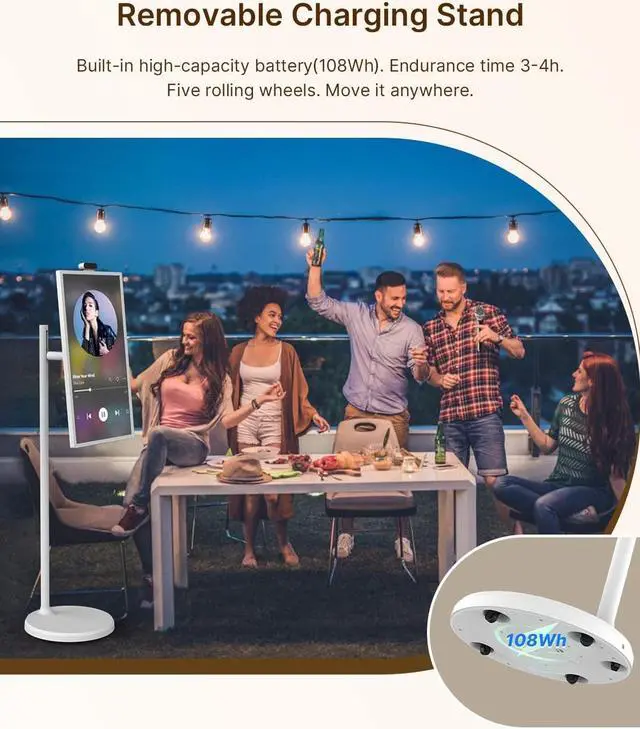 Alt view image 5 of 7 - 32" Standbyme 1080p Portable Monitor with Incell Touch Screen, Android OS(Support Google Store), Built-in Battery(4-6H), Full Swivel Rotation, Remote Control