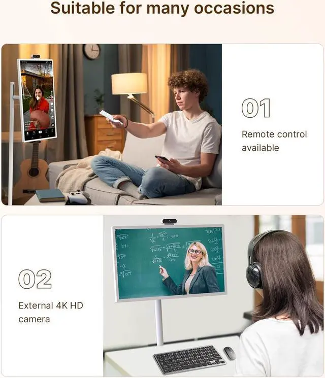 Alt view image 7 of 7 - 32" Standbyme 1080p Portable Monitor with Incell Touch Screen, Android OS(Support Google Store), Built-in Battery(4-6H), Full Swivel Rotation, Remote Control