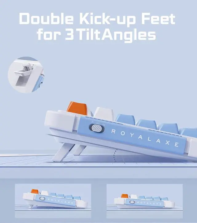 Alt view image 7 of 7 - 81 KEYS Wireless Mechanical Keyboard, Hot-swappable Wired/Bluetooth 5.0/2.4G Wireless Keyboard with RGB Backlit for Windows & Mac, PBT Keycaps, Gateron Yellow Switch Pro, Navy White