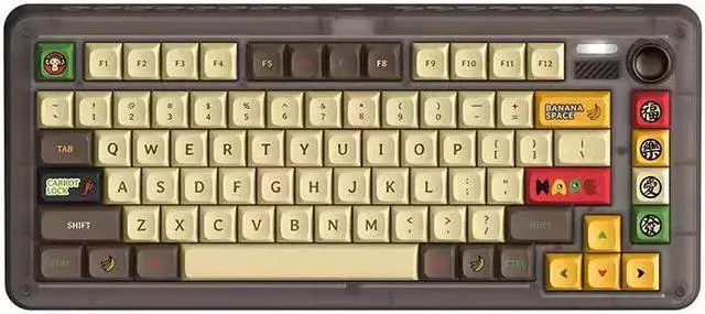Main image of Happy Ape Mechanical Gaming Keyboard , 75% Compact RGB Hot-swap Jade Switches Wireless Keyboard, Supports Bluetooth 2.4G and Wired Connection,Compatible with Mac and Windows - Chocolate