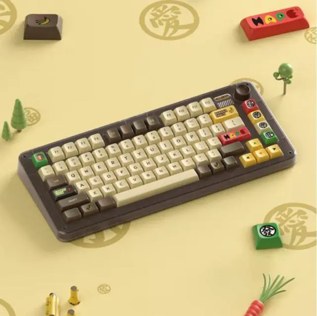 Alt view image 6 of 7 - Happy Ape Mechanical Gaming Keyboard , 75% Compact RGB Hot-swap Jade Switches Wireless Keyboard, Supports Bluetooth 2.4G and Wired Connection,Compatible with Mac and Windows - Chocolate