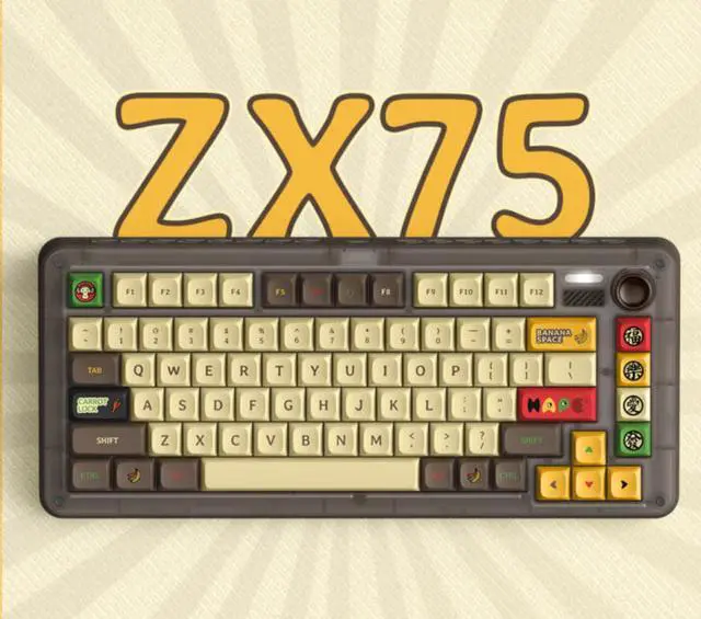Alt view image 5 of 7 - Happy Ape Mechanical Gaming Keyboard , 75% Compact RGB Hot-swap Jade Switches Wireless Keyboard, Supports Bluetooth 2.4G and Wired Connection,Compatible with Mac and Windows - Chocolate