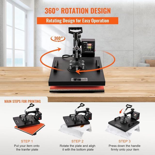 Alt view image 4 of 7 - 15x15 Heat Press Machine 8 in 1 Combo Tshirt Press Machine with Tumbler Press, 360° Swing Away Digital Multifunction Heat Transfer Sublimation for Printing T Shirts Mug Hat Plate Cap