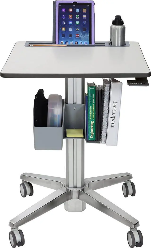 Alt view image 2 of 7 - Ergotron  LearnFit Mobile Standing Desk, Adjustable Height Small Rolling Laptop Computer Sit Stand Desk with Wheels for Classroom, Office, Medical or Home Use  Adjusts from 33 to 49 Inches  Grey