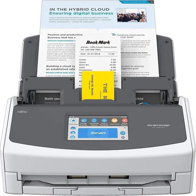 Main image of Fujitsu ScanSnap iX1500 Color Duplex Document Scanner with Touch Screen for Mac or PC, White