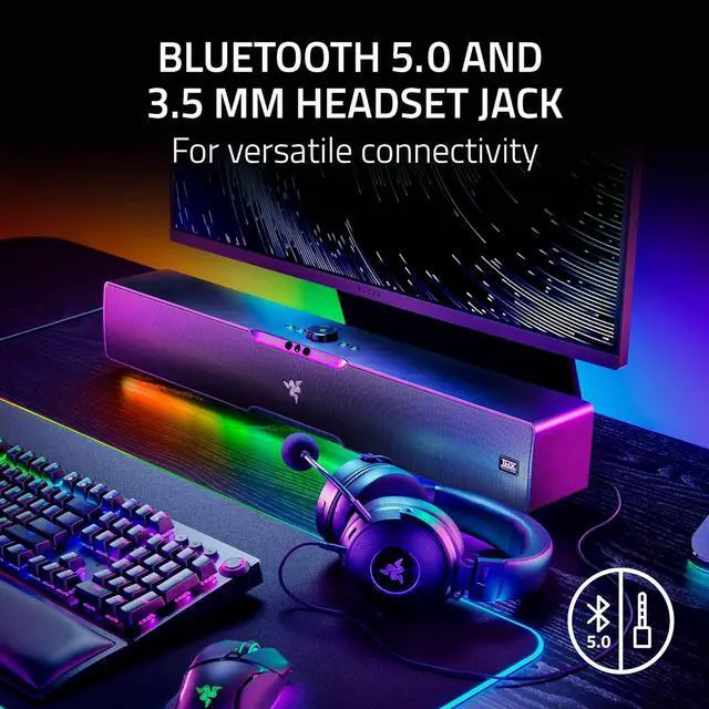 Alt view image 6 of 7 - Leviathan V2 Pro - Multi-Driver PC Gaming Soundbar with Subwoofer - Beamforming Surround Sound with AI Head Tracking - Chroma RGB - Bluetooth 5.0 & 3.5mm - for PC, Desktop/Laptop, Mobile, Switch