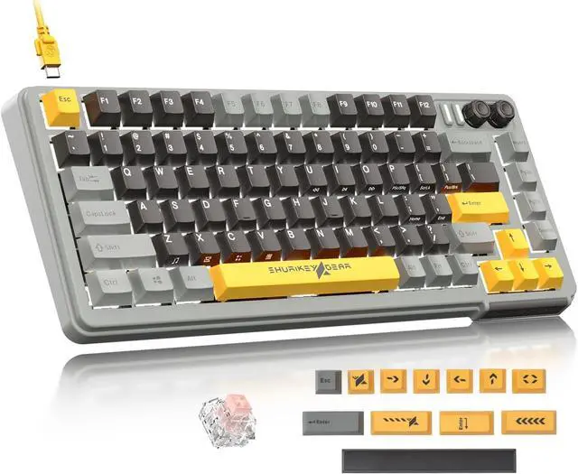 Main image of 75% Mechanical Gaming Keyboard, EC Ivy V2 Switches, BT5.0+USB-C, 4 Devices Connection, LED Backlit 5000mAh Battery, Anti-Ghosting 81 Keys Wireless Keyboard for Windows Mac