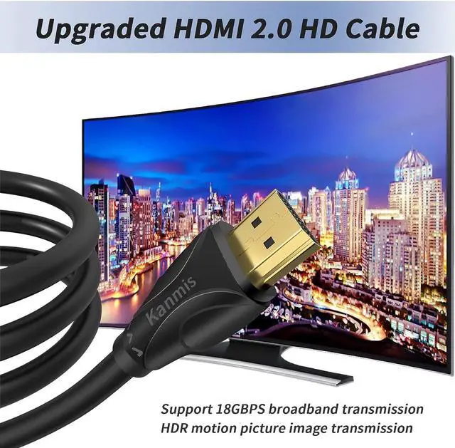 Alt view image 3 of 7 - 4K HDMI Cable 100ft, High Speed Hdmi Cables (HDMI2.0,18Gbps,1080P)-Ethernet Audio Return Video 4K HDMI Cable, Ultra High Speed Gold Plated Connectors, Compatible with Playstation Arc PS3 PS4 PC HDTV