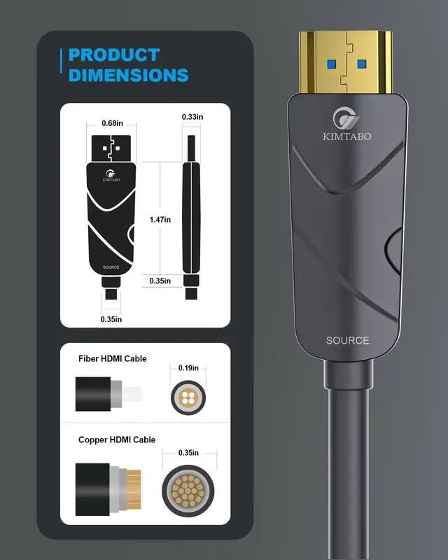 Alt view image 4 of 7 - 4K HDMI Cable 100 ft,Fiber Optic HDMI Cord (HDMI2.0b, 18Gbps, 4K 60Hz 4:4:4 RGB, 1080p), Ultra High Speed Uni-Directional Active Slim Cord, Compatible with PC Laptop PS3 PS4 Project HDTV