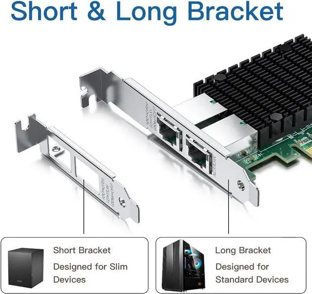 Alt view image 5 of 7 - 10Gb RJ45 PCI-E Network Card NIC, Compare to X550-T2, with Intel X550-AT2 Chip, Dual RJ45 Ports, PCI Express 3.0 X4, Ethernet Converged Network Adapter Support Windows/Linux/VMware