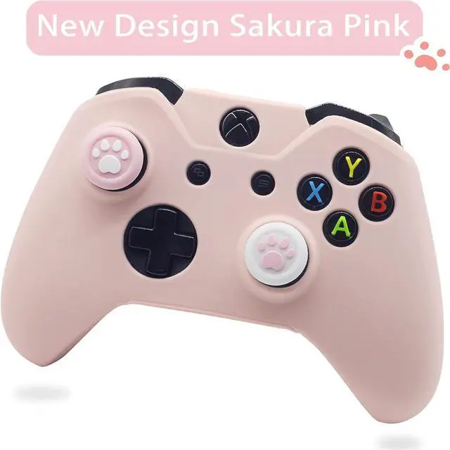 Alt view image 2 of 7 - Cute Skin Cover for Xbox One / Series X/S Controller Anti-Slip Silicone Grip Protective Case Accessories Set Wireless/Wired Gamepad Joystick with 2 Cat Paw Thumb Grips Caps (Pink)